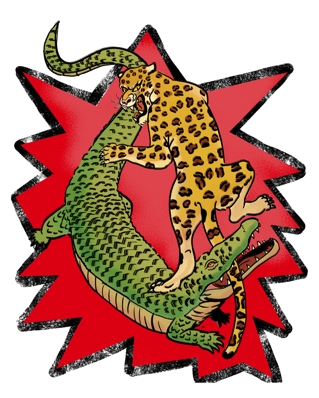 Leopard vs Crocodile Sticker