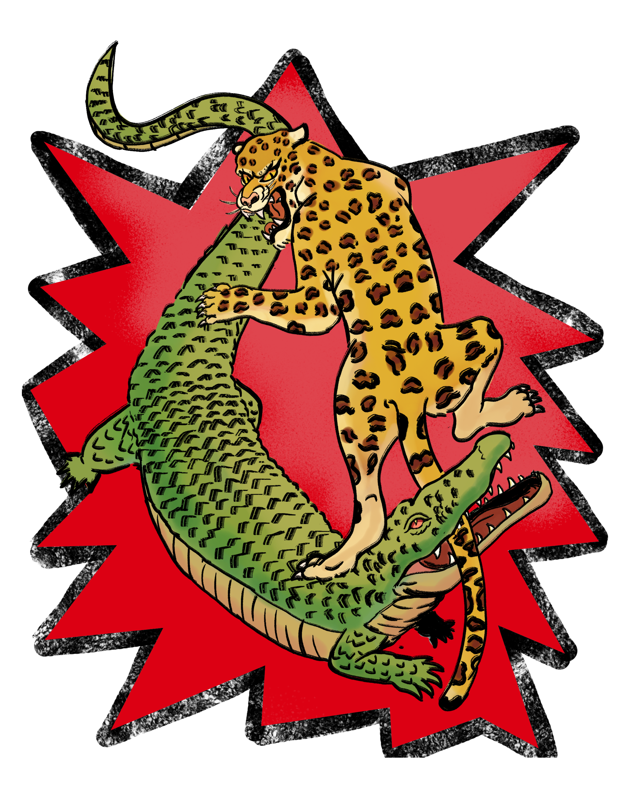 Leopard vs Crocodile Sticker