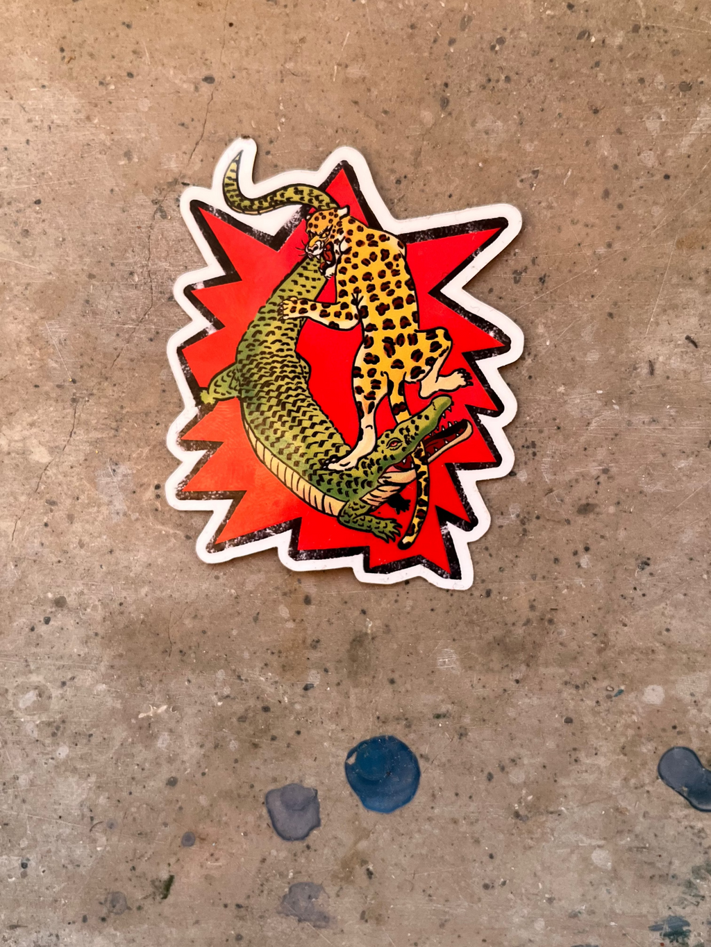Leopard vs Crocodile Sticker