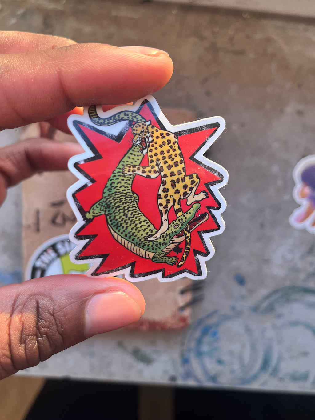 Leopard vs Crocodile Sticker