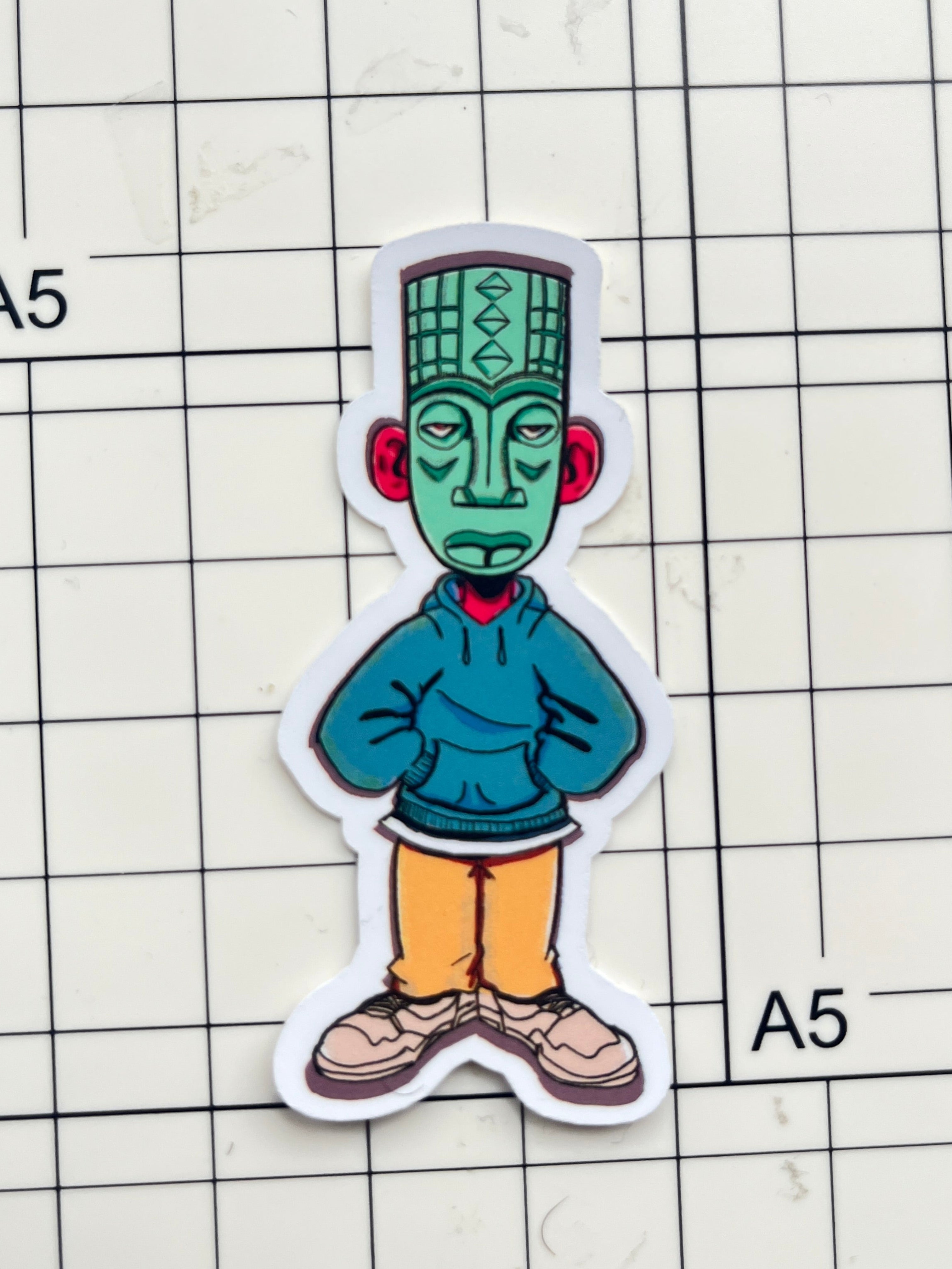 African Mask Boy Sticker