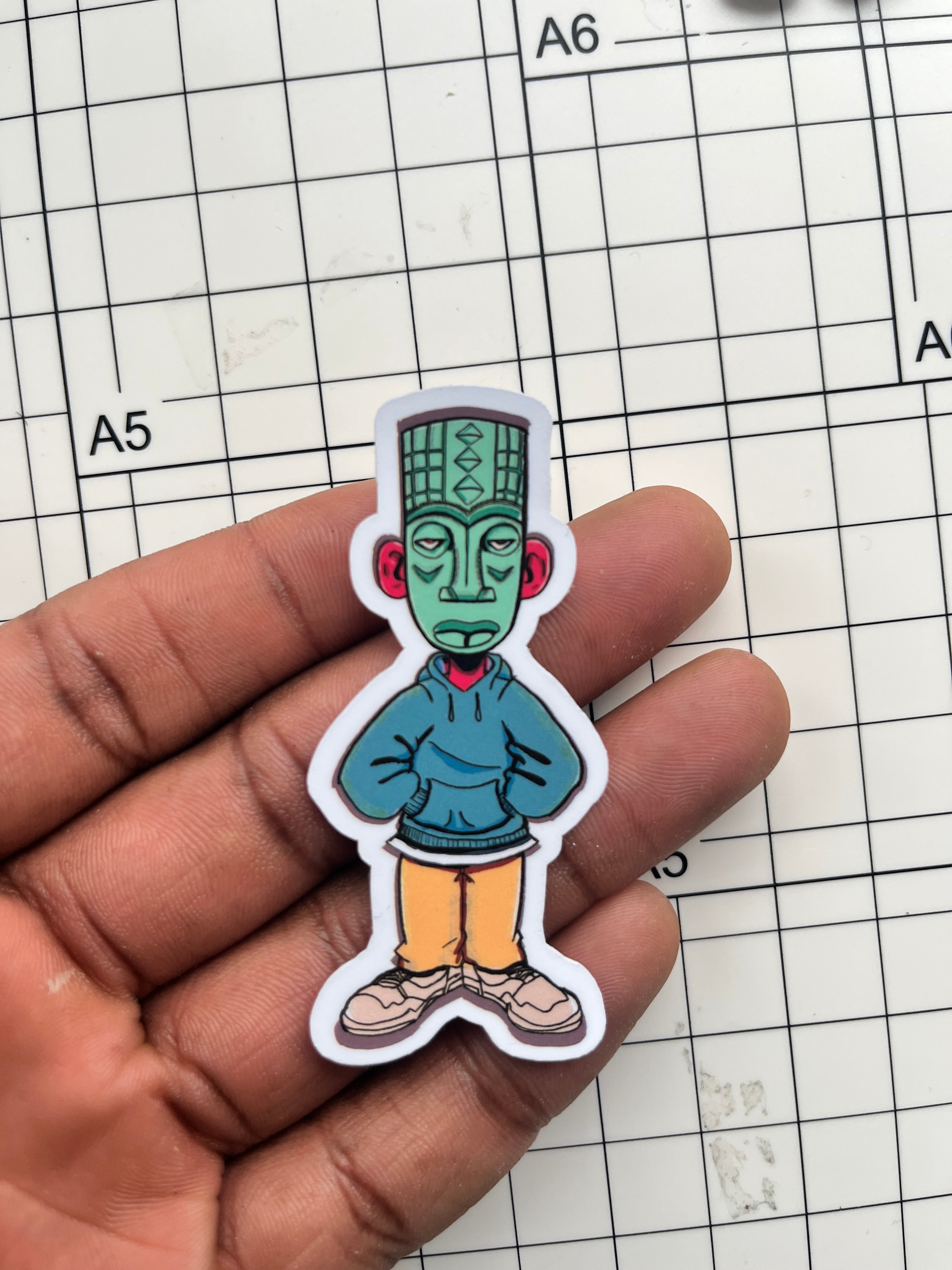 African Mask Boy Sticker