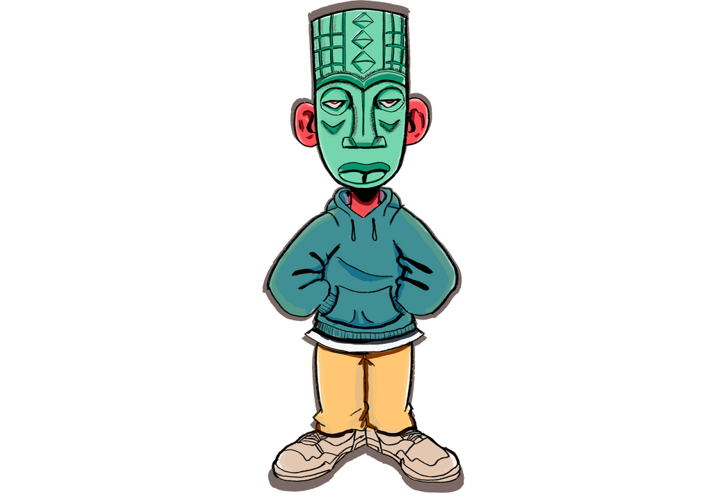 African Mask Boy Sticker